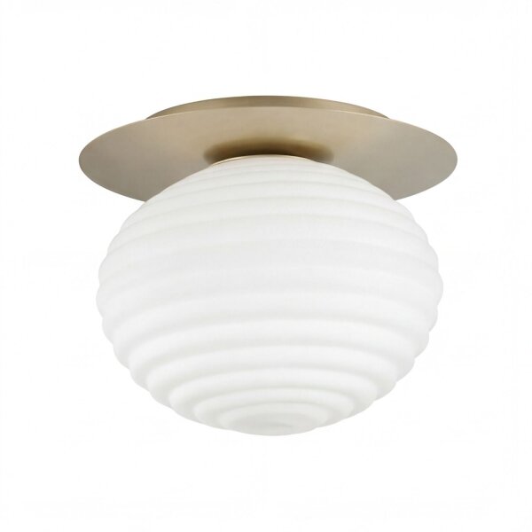 Deckenlampe Glas Metall Weiß Gold E27 Ø35 cm rund