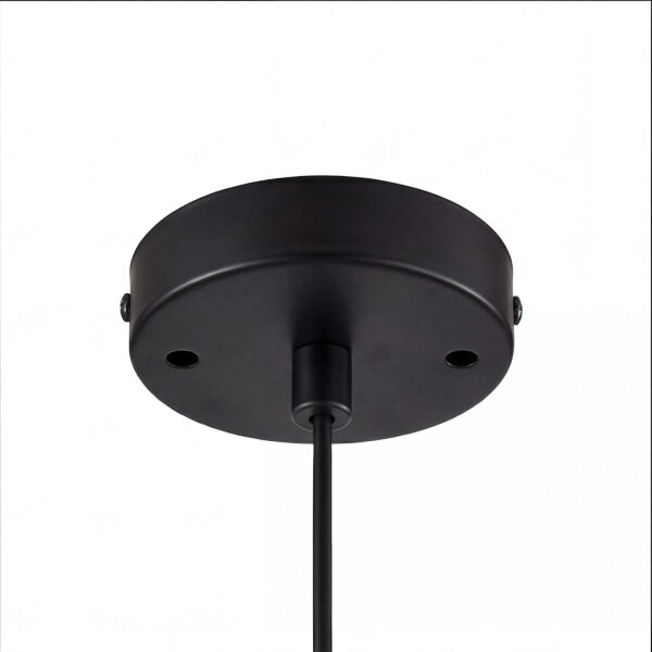 Pendelleuchte Rauchglas Metall Ø18 cm rund E27 Schwarz