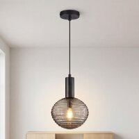 Pendelleuchte Rauchglas Metall &Oslash;18 cm rund E27...