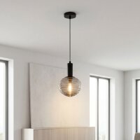 Pendelleuchte Rauchglas Metall Ø18 cm rund E27...
