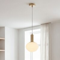 Pendelleuchte Glas Metall &Oslash;18 cm rund E27 Gold...