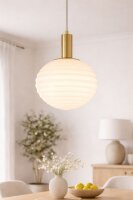 Hängelampe Glas Metall Ø32 cm rund E27 Gold...