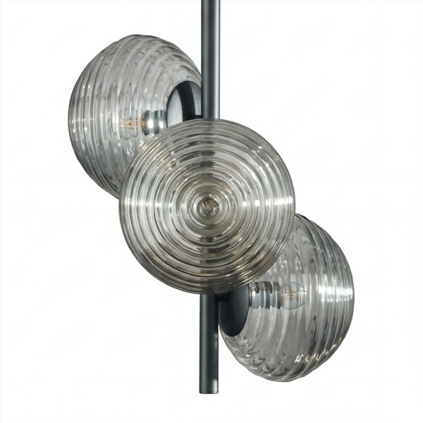 Hängelampe Rauchglas Metall Schwarz B:32,5 cm E27