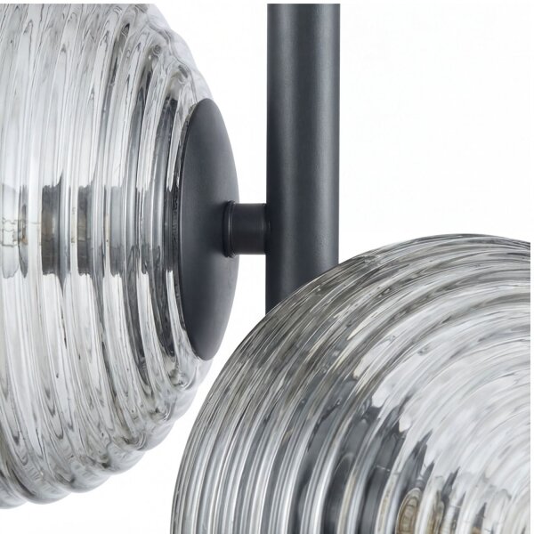 Hängelampe Rauchglas Metall Schwarz B:32,5 cm E27