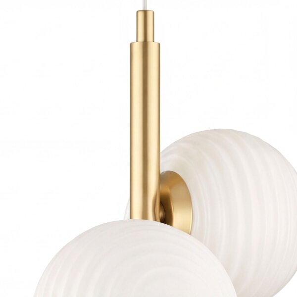 Hängelampe Glas Metall Gold Weiß B:32,5 cm E27 3-flmg