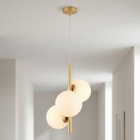 Hängelampe Glas Metall Gold Weiß B:32,5 cm E27...