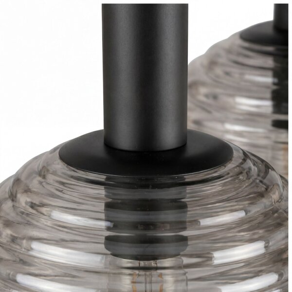 Deckenlampe Rauchglas Metall Schwarz E27 53,5 cm 3-flmg