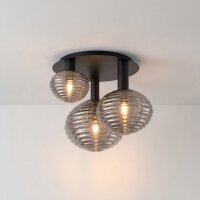 Deckenlampe Rauchglas Metall Schwarz E27 53,5 cm 3-flmg