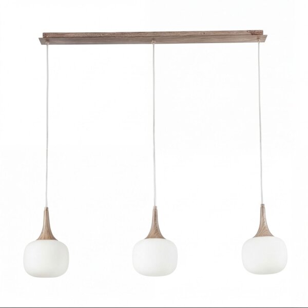 Hängelampe Holz Glas blendarm L:97 cm E14 3-flammig