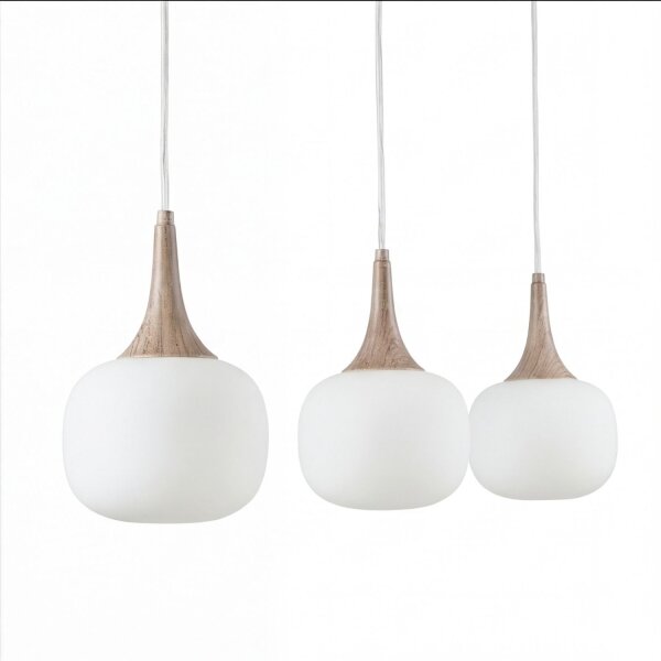 Hängelampe Holz Glas blendarm L:97 cm E14 3-flammig