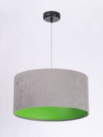 Suspension ronde Tissu Abat-jour Gris Vert Table &agrave;...