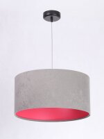Lampe &agrave; suspendre Abat-jour Gris Rose Tissu...