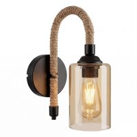 Wandlampe Metall Rauchglas H: 31 cm E27 Rustikal AHRENS