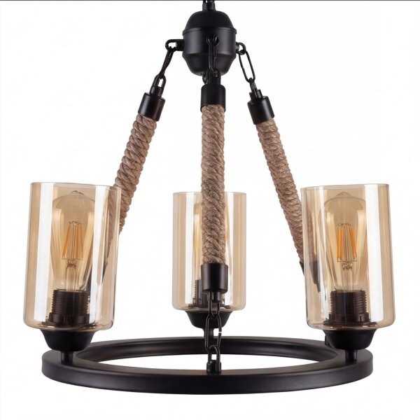 Kronleuchter Metall Rauchglas E27 B: 45 cm 3-flammig