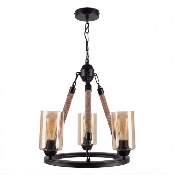 Kronleuchter Metall Rauchglas E27 B: 45 cm 3-flammig