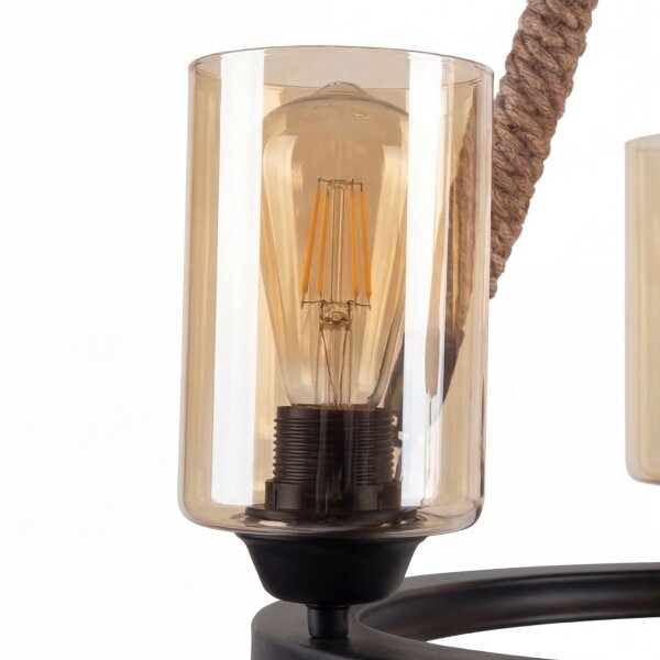Kronleuchter Metall Rauchglas E27 B: 45 cm 3-flammig
