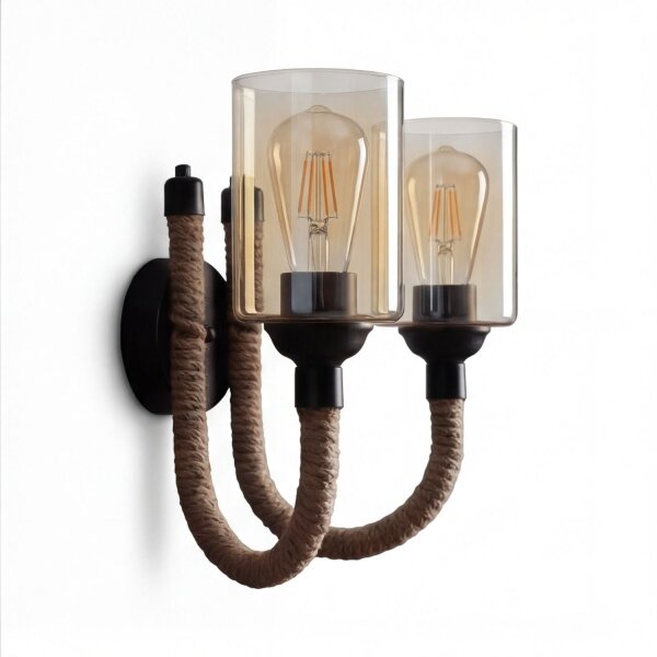 Wandlampe Metall Rauchglas E27 B: 40 cm 2-flammig