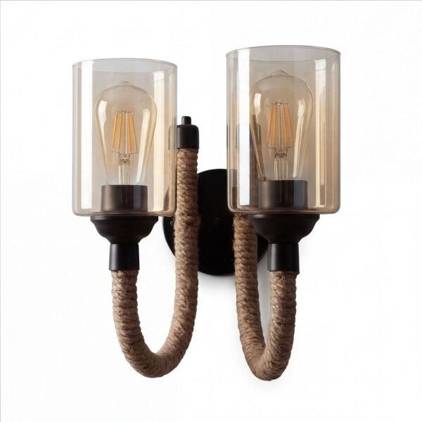 Wandlampe Metall Rauchglas E27 B: 40 cm 2-flammig