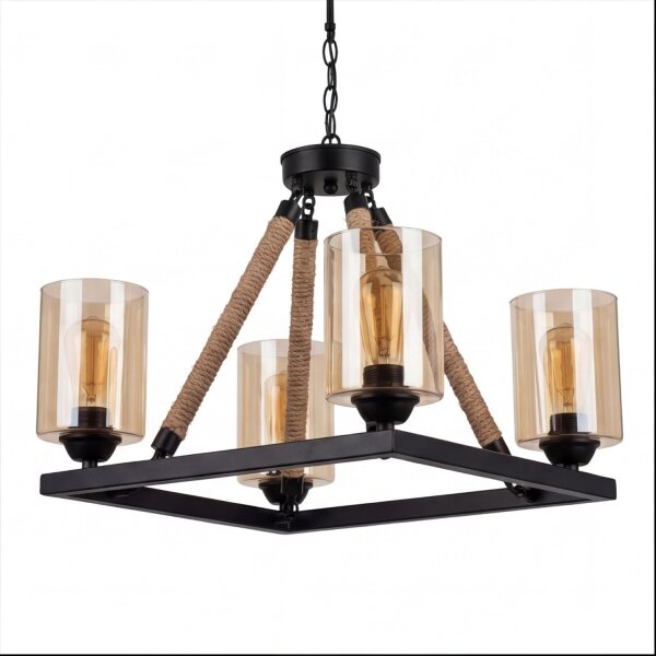 Kronleuchter Metall Rauchglas E27 B: 40 cm 4-flammig