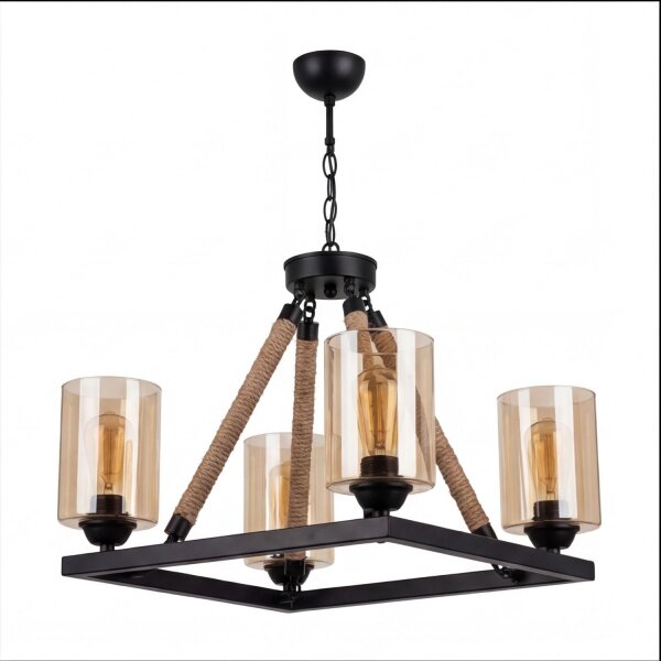 Kronleuchter Metall Rauchglas E27 B: 40 cm 4-flammig