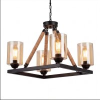Kronleuchter Metall Rauchglas E27 B: 40 cm 4-flammig