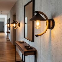 Wandleuchte Metall H: 29 cm Natur Schwarz E27 ALVERA