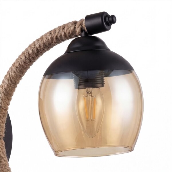 Wandlampe Metall Rauchglas E27 H: 30 cm Modern YLONA