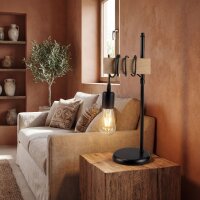 Nachttischlampe Metall geflammtes Holz Schwarz E27