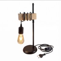 Nachttischlampe Metall geflammtes Holz Schwarz E27