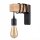Wandlampe Metall E27 16 cm hoch geflammtes Holz Schwarz