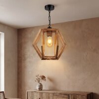 Hängeleuchte Metall Holz E27 B: 27 cm H: max. 100 cm