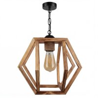 Hängeleuchte Metall Holz E27 B: 27 cm H: max. 100 cm