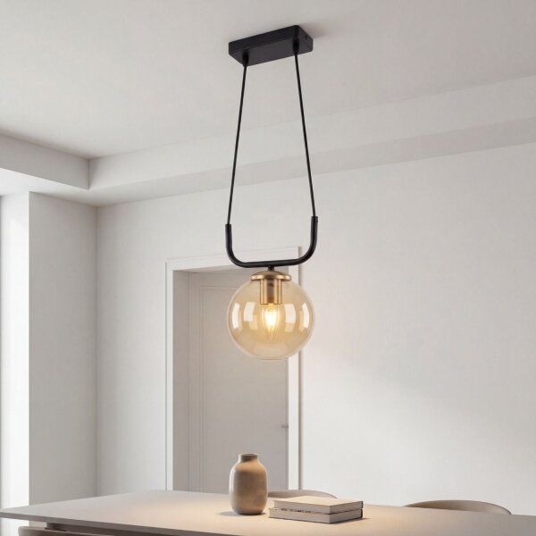 Hängelampe Metall E27 H: max. 72 cm Schwarz Bernstein