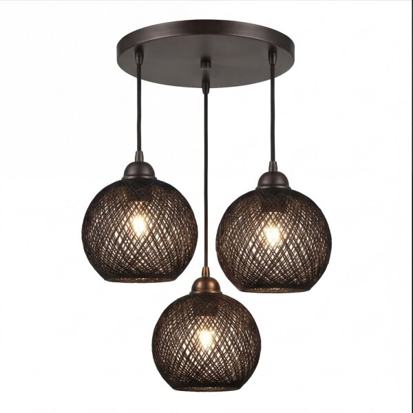 Pendelleuchte Korb Schirm Metall E27 B: 30 cm 3-flammig