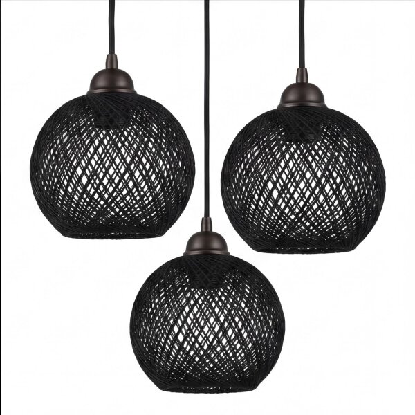 Pendelleuchte Korb Schirm Metall E27 B: 30 cm 3-flammig