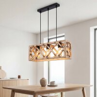Hängeleuchte Metall Holz H: max. 105 cm E27 3-flammig