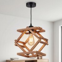 Pendelleuchte Metall Holz E27 H: max. 130 cm eckig