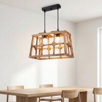 Hängeleuchte Metall Holz E27 H: max. 115 cm 2-flammig