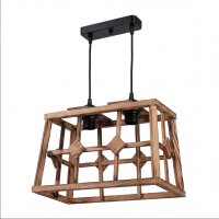 Hängeleuchte Metall Holz E27 H: max. 115 cm 2-flammig