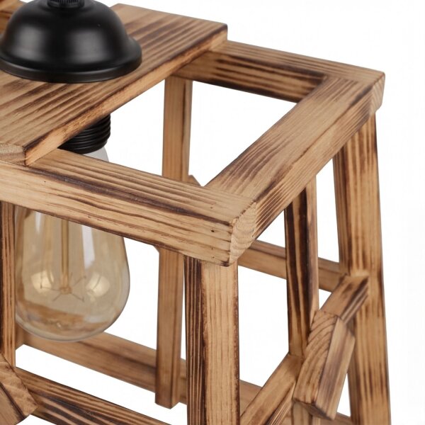 Hängelampe Metall Holz E27 H: max. 115 cm 3-flammig