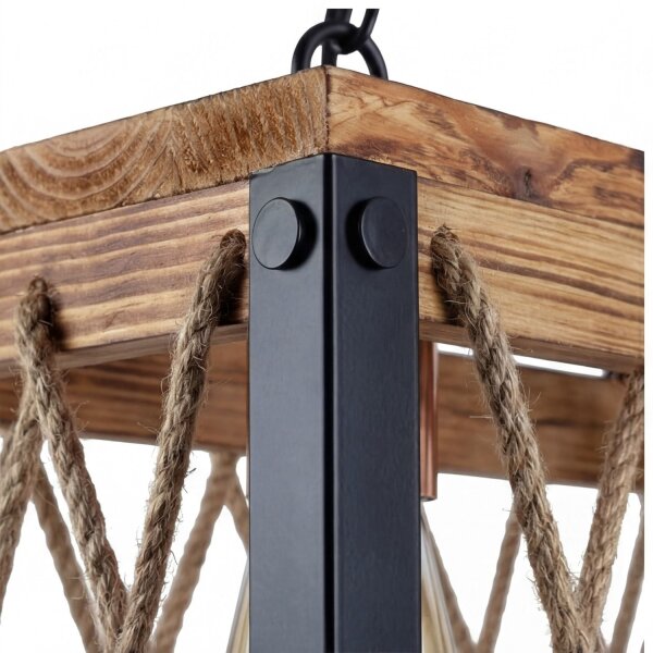 Pendelleuchte Holz Metall E27 H: max. 80 cm 3-flammig
