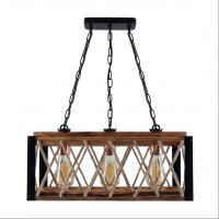 Pendelleuchte Holz Metall E27 H: max. 80 cm 3-flammig