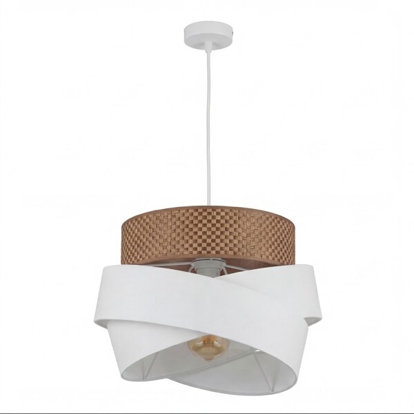 Hängeleuchte Metall Stoff E27 38 cm breit rund Modern