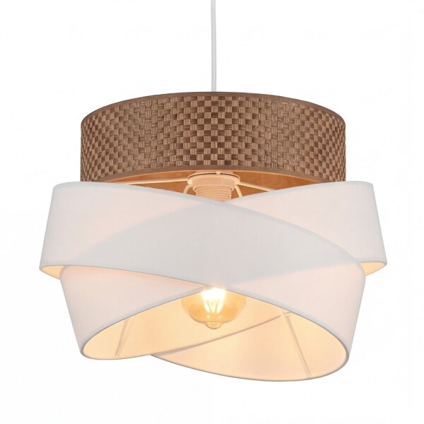 Hängeleuchte Metall Stoff E27 38 cm breit rund Modern