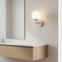 Wandlampe Metall Glas E27 24 cm hoch in Silber Weiß