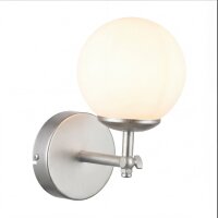 Wandlampe Metall Glas E27 24 cm hoch in Silber Weiß