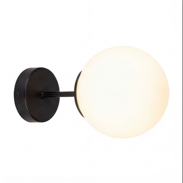 Wandleuchte Glas Metall E27 H: 22 cm Schwarz Weiß