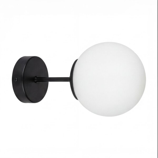 Wandleuchte Glas Metall E27 H: 22 cm Schwarz Weiß