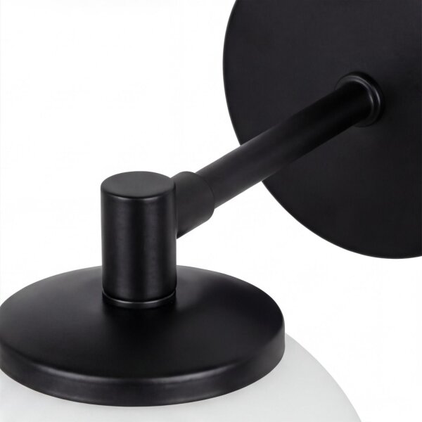 Wandleuchte Glas Metall E27 H: 22 cm Schwarz Weiß