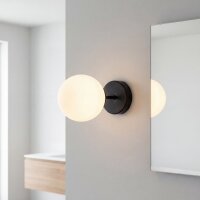 Wandleuchte Glas Metall E27 H: 22 cm Schwarz Weiß